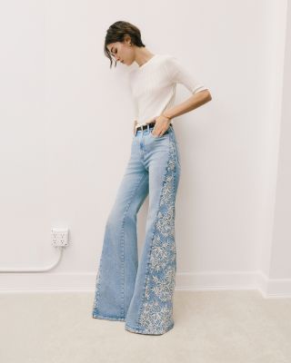 Joplin High Rise Wide Flare Leg Jeans in Silverwood Moon