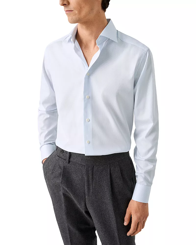 Eton Contemporary Fit Striped Twill Shirt