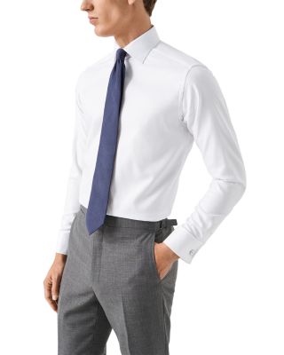 Contemporary Fit Solid Textured Twill Shirt 