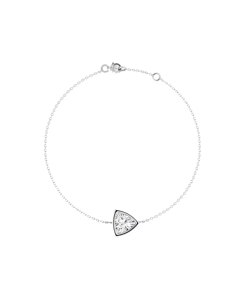 Vrai Bezel Solitaire Bracelet in 14K Gold, 0.5ctw Trillion Lab Grown Diamond 7"