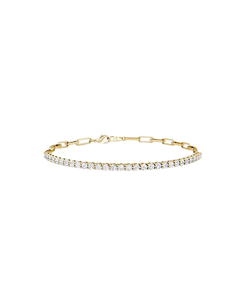 Vrai Paperclip Tennis Bracelet, Petite in 14K Gold, 1.2ctw Round Brilliant Lab Grown Diamonds