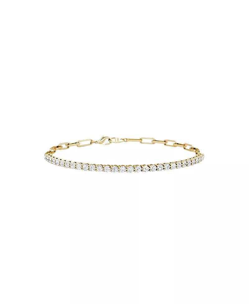 Vrai Paperclip Tennis Bracelet, Petite in 14K Gold, 1.2ctw Round Brilliant Lab Grown Diamonds