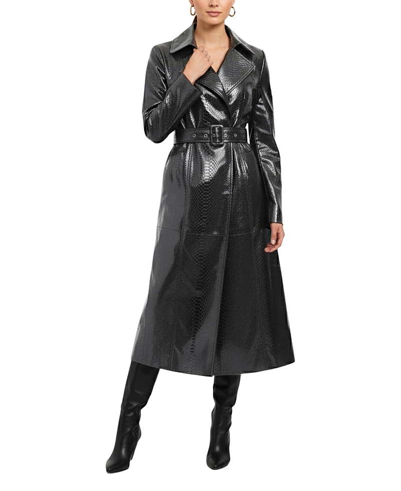 Gorski Metis Suede Pythn Printed Belted Trench Coat