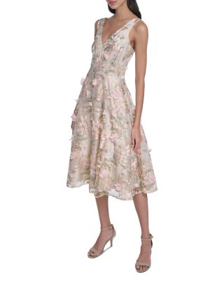 Sleeveless V Neck Fit and Flare Dress