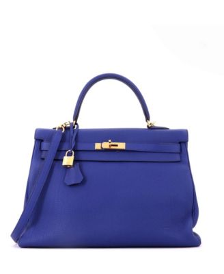 Kelly 35 Handbag Blue Togo with Gold Hardware