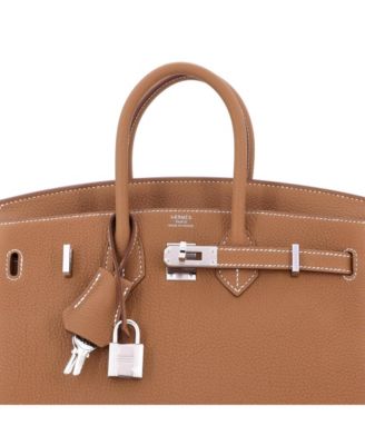 Birkin 25 Handbag Brown Togo with Palladium Hardware