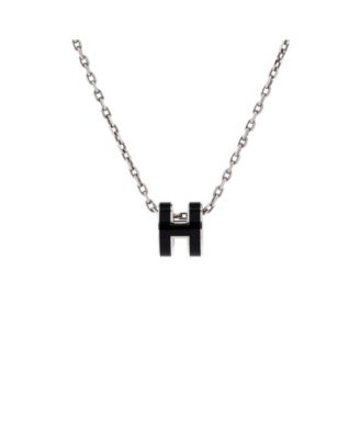 Mini Pop H Pendant Chain Necklace Metal and Enamel, 16"