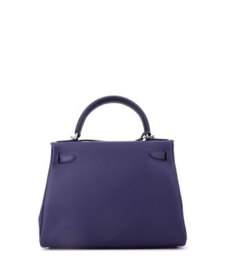 Kelly 28 Handbag Verso Evercolor with Palladium Hardware