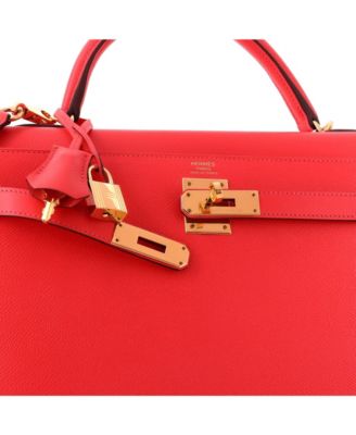 Kelly 32 Handbag Red Epsom with Gold Hardware