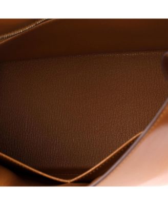 Kelly 28 Handbag Brown Box Calf with Palladium Hardware