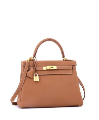 Kelly 28 Handbag Brown Togo with Gold Hardware