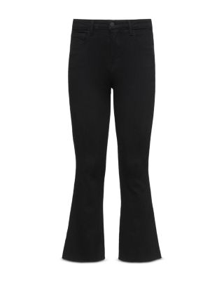 Kendra High Rise Crop Flare Jeans in Black