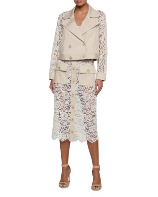 Novelle Lace Sleeve Trench Coat