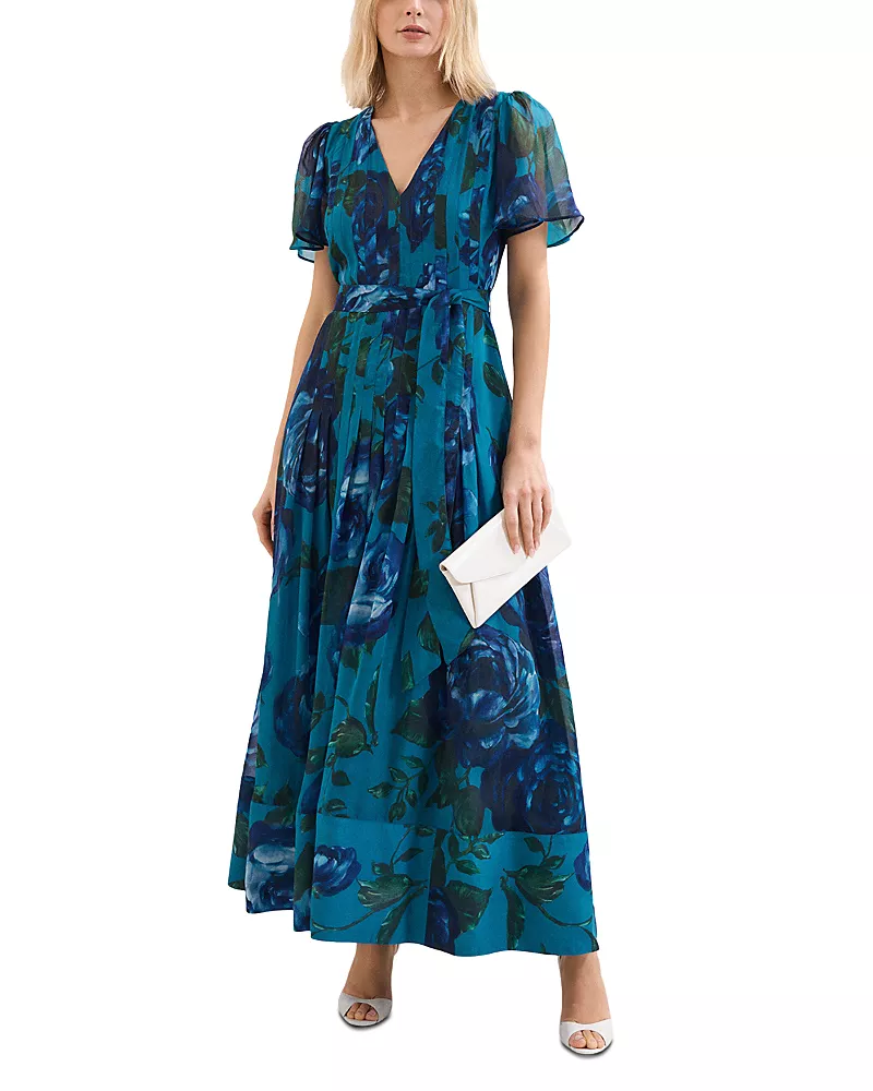 Phase Eight Skylar Teal Floral Maxi Dress