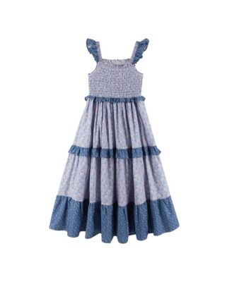 Girls' Mixed Floral Ruffle Maxi Dress - Big Kid