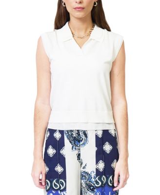 Central Park — Central Park West Women's Brooklyn Sheer Double Layer Twofer Polo Sweater