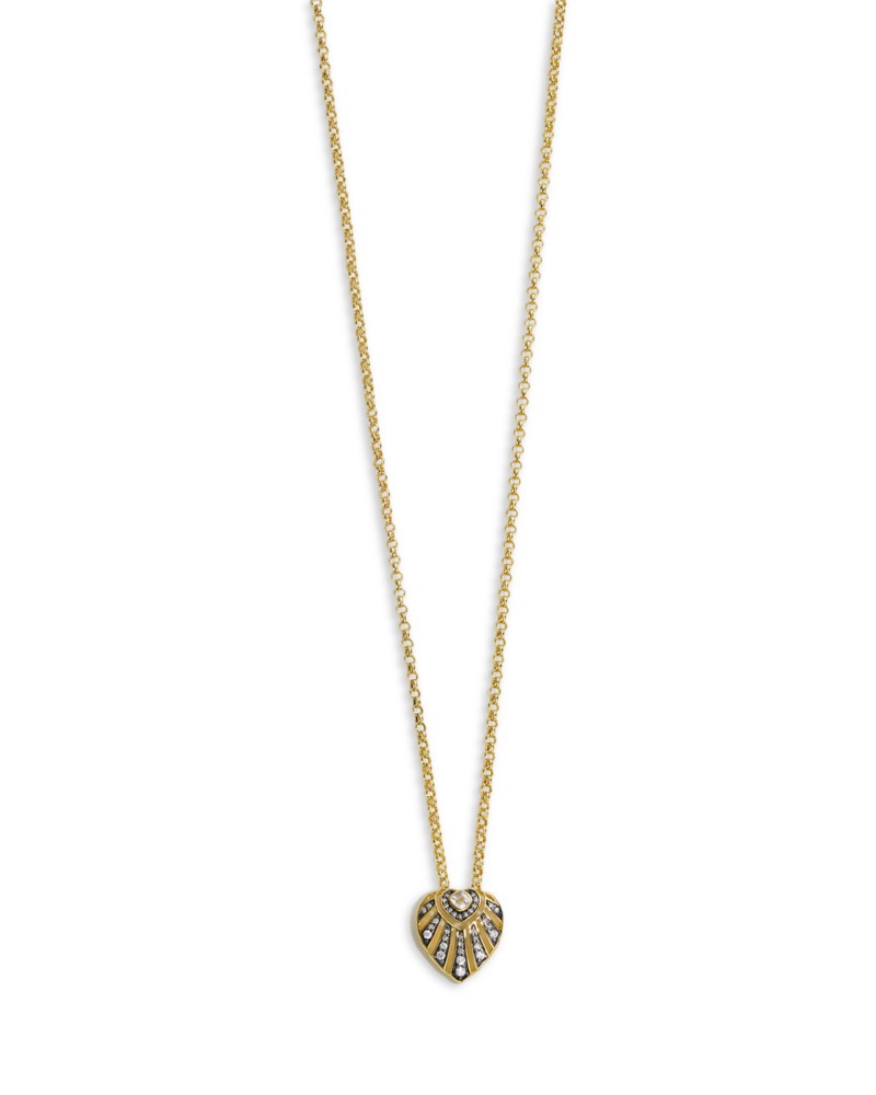 By Pariah 14K Yellow Gold White Sapphire & Diamond Aurora Heart Pendant Necklace, 17.7
