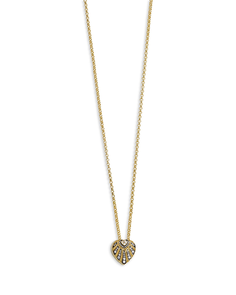 By Pariah 14K Yellow Gold White Sapphire & Diamond Aurora Heart Pendant Necklace, 17.7