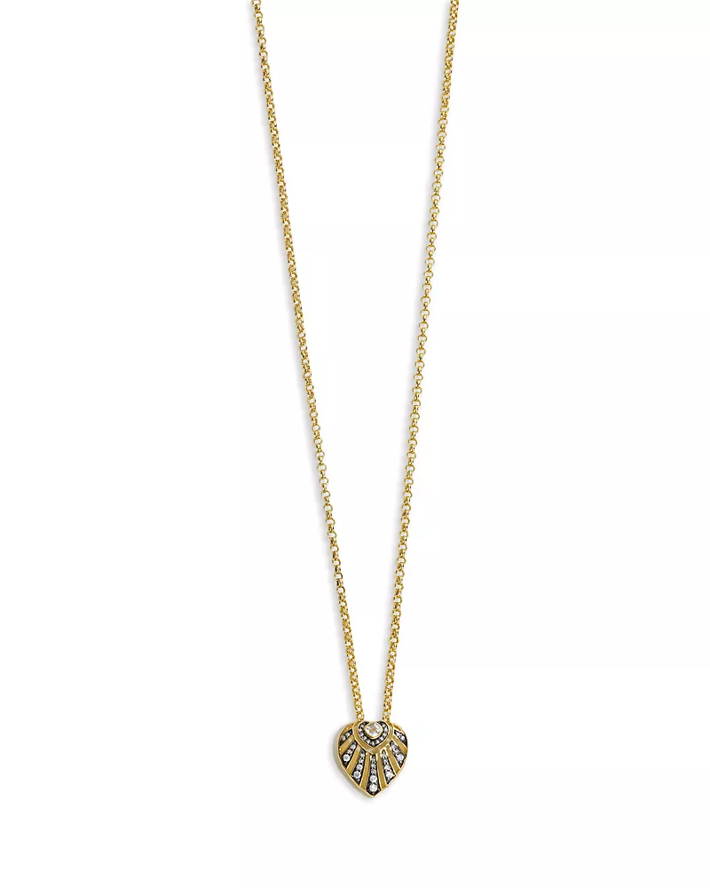 By Pariah 14K Yellow Gold White Sapphire & Diamond Aurora Heart Pendant Necklace, 17.7