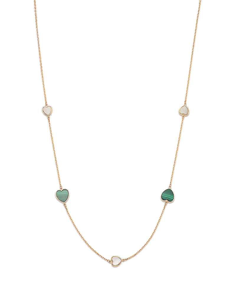 Bloomingdale's Fine Collection Malachite & Mother of Pearl Heart Bezel Station Necklace in 14K Yellow Gold, 16.5