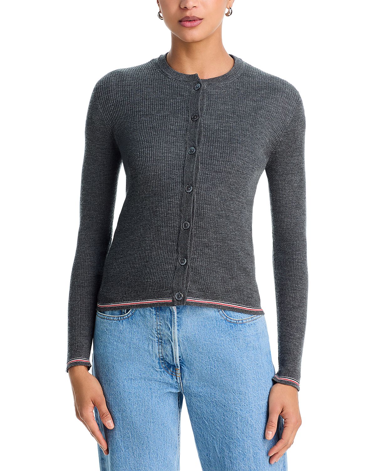 Thom Browne Ribbed Striped Edge Cardigan