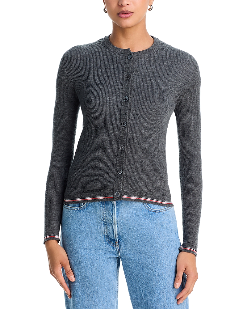 Thom Browne Ribbed Striped Edge Cardigan