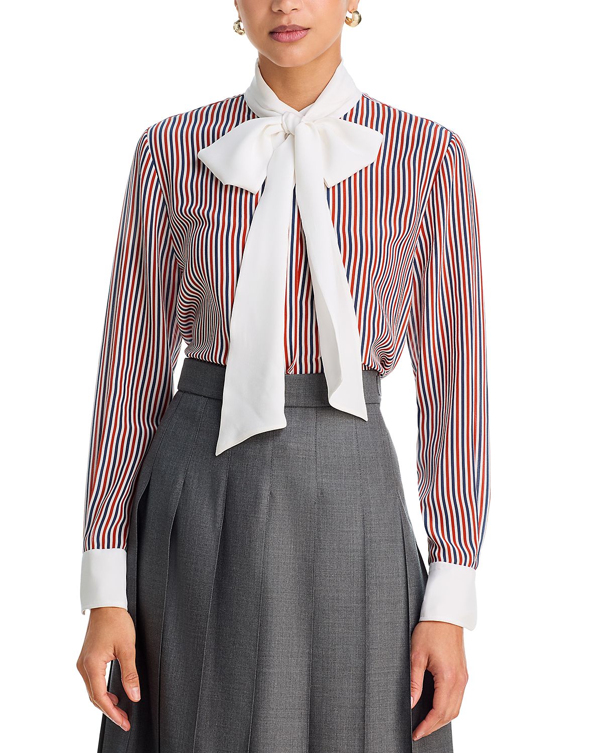 Thom Browne Bow Neck Silk Top