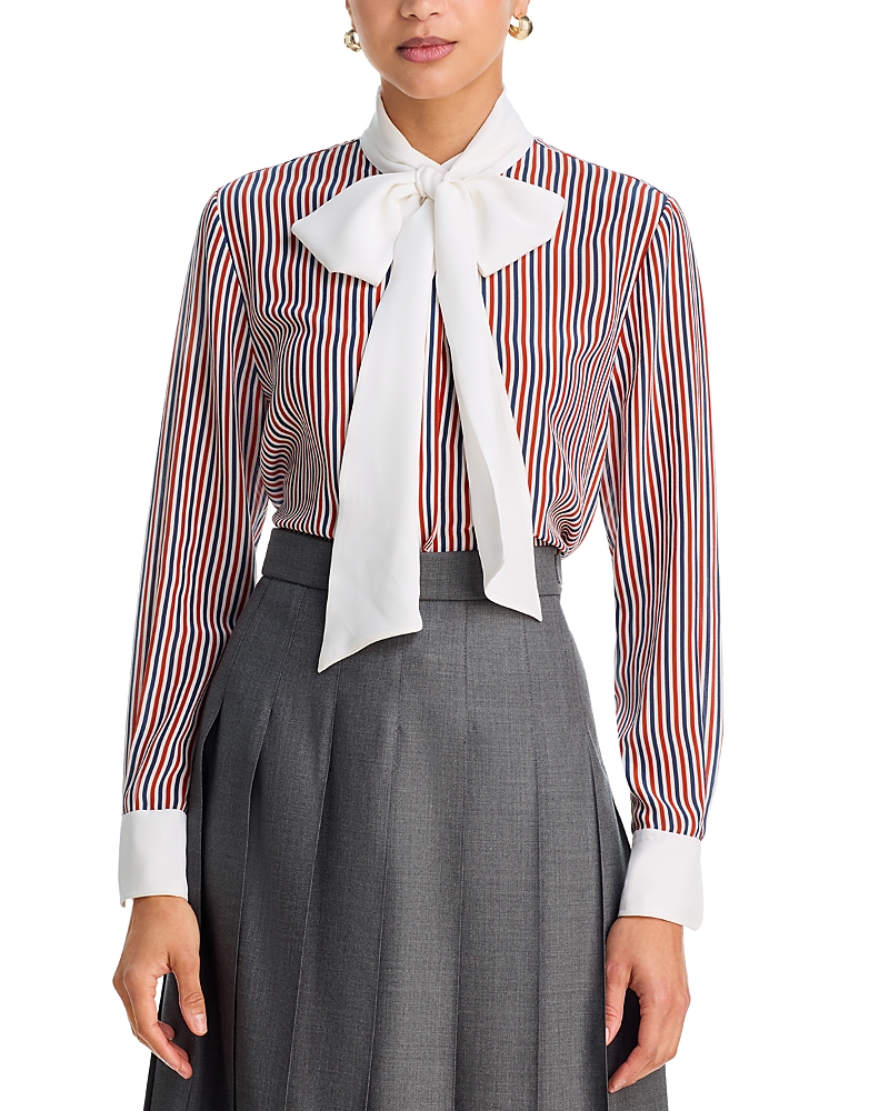 Thom Browne Bow Neck Silk Top