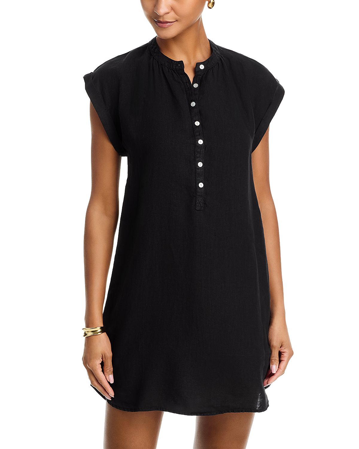 Bella Dahl Linen Cap Sleeve Henley Mini Dress