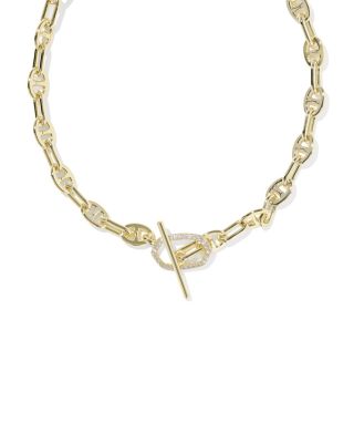 Elisa Pav&eacute; Toggle Mariner Chain Necklace, 18" 