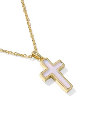 Cross Pendant Necklace in 14K Gold Pated, 19"