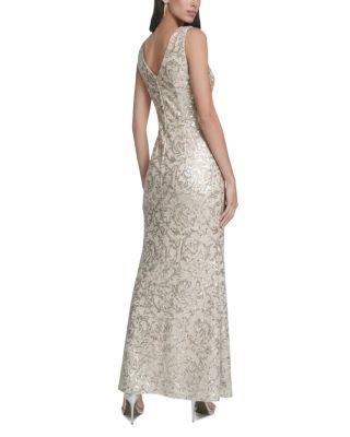 Sleeveless Gown with Ruffle Gathered Front