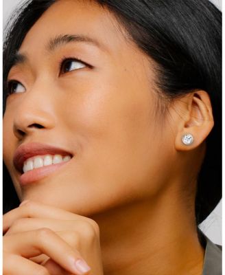  Bezel Solitaire Stud in 14K Gold, 2.0ctw Round Brilliant Lab Grown Diamond