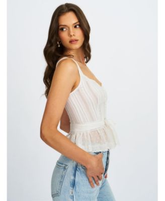  Aliya Cotton Poplin Button Up Sleeveless Top