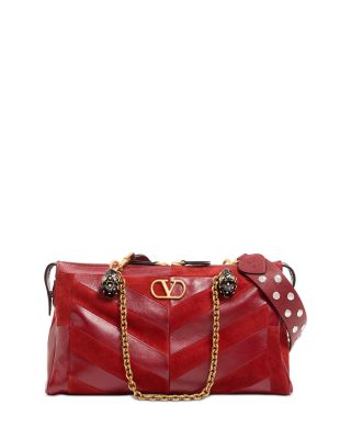 Panthea Medium VLogo Leather & Suede Shoulder Bag