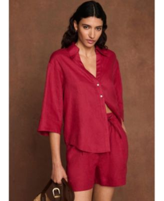  Women's Linen Short Sleeve Resort Shirt
