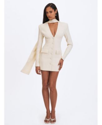  Jeannie Cream Blazer Mini Dress with Scarf