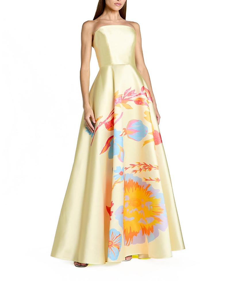 Mac Duggal Printed Mikado Strapless Ballgown