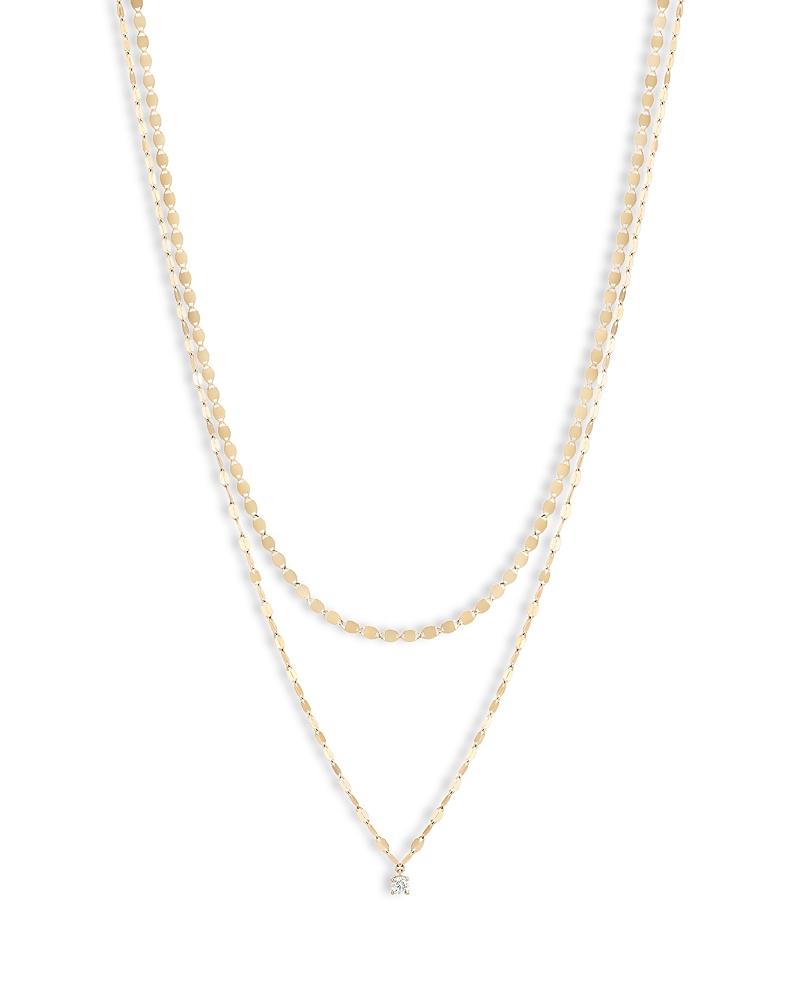 Lana 14K Yellow Gold Diamond Solitaire Layered Necklace, 15