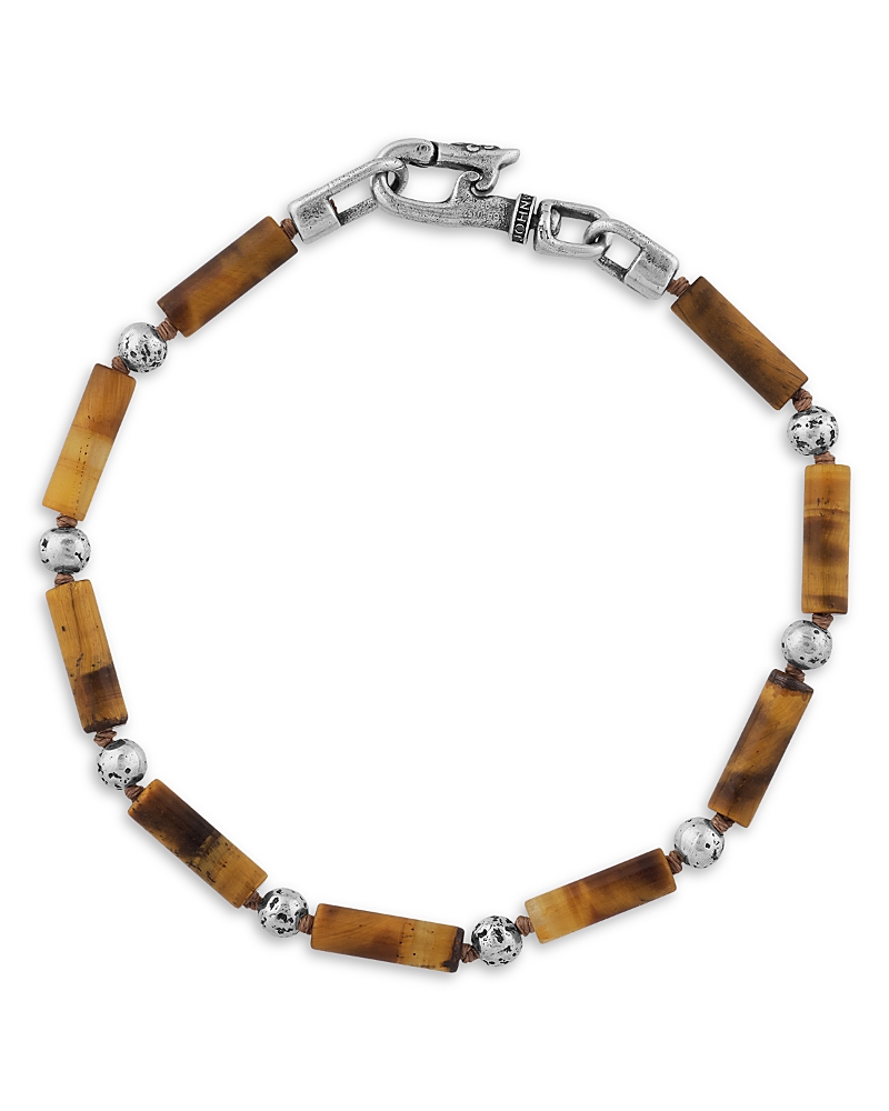 John Varvatos Sterling Silver Tiger Eye Bead Bracelet