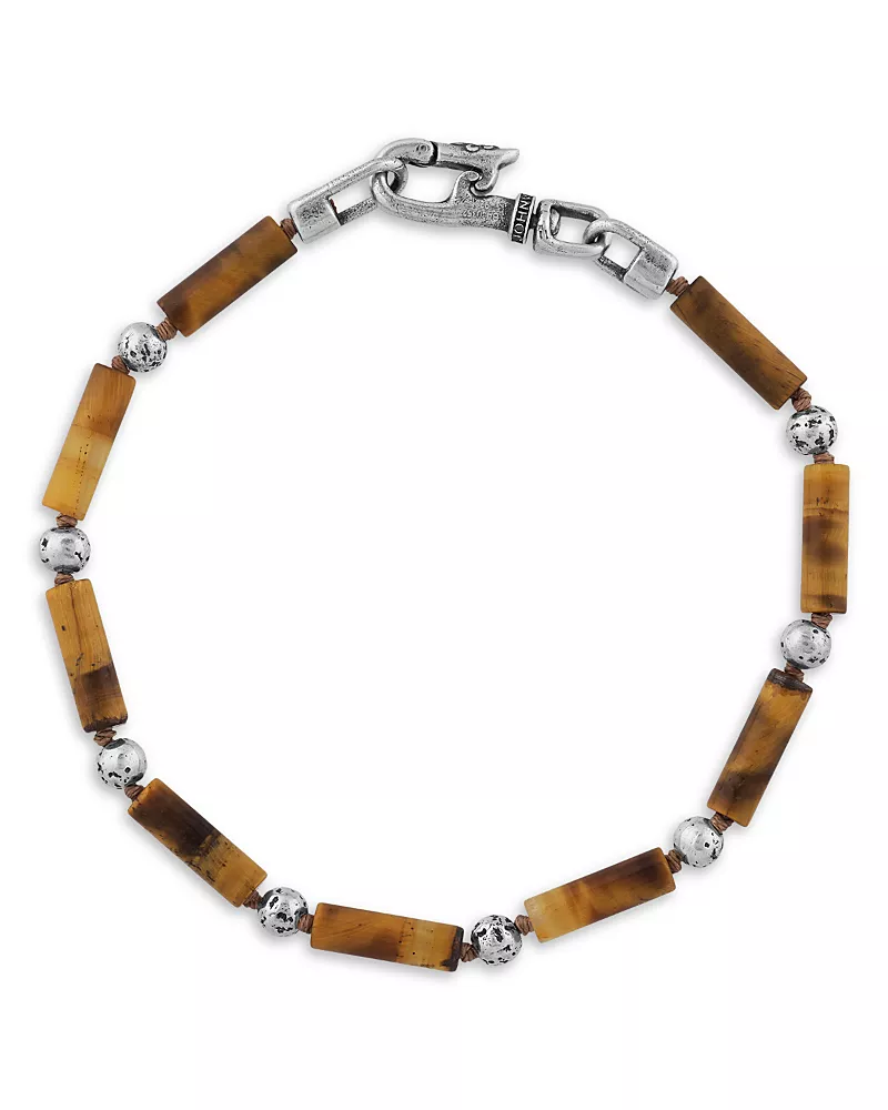 John Varvatos Sterling Silver Tiger Eye Bead Bracelet