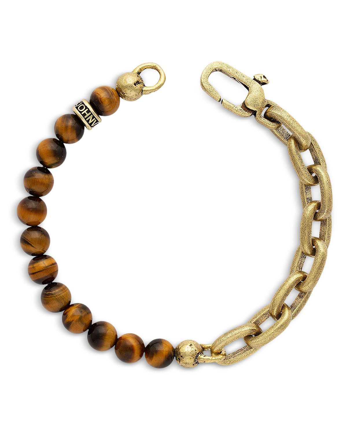 John Varvatos Men's Brass Tiger Eye Artisan Chain Link Bracelet