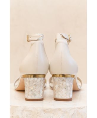  Women's Chloe Ankle Strap Pearl Heel Sandal