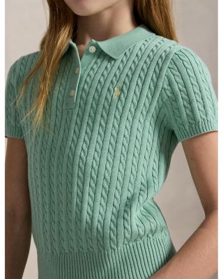 Girls' Mini Cable Cotton Polo Sweater - Big Kid