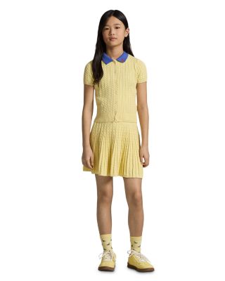 Girls' Mini Cable Polo Cardigan & Skirt Set - Big Kid