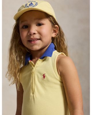 Girls' Pleated Mesh Quarter-Zip Polo Dress - Little Kid