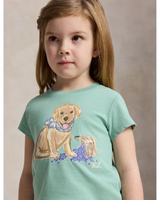 Girls' Dog-Print Cotton Jersey Tee - Little Kid