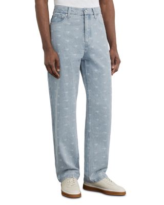 Relaxed Fit Speedmark Pattern Jeans in Soft Blue