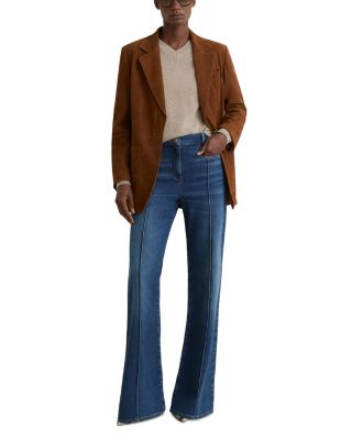 Claude High Rise Pintuck Flare Jeans in Mid Blue - thumbnail 2