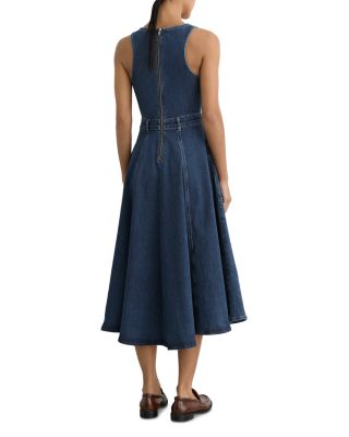 reiss blue midi dress $240 NWT REISS Lena Cotton Ruched Waist Midi Dress, Blue, 10 (US)